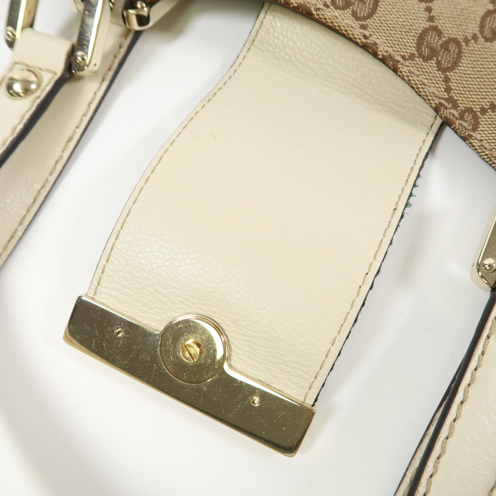 GUCCI 帆布Web Flap Tote銀扣手挽袋