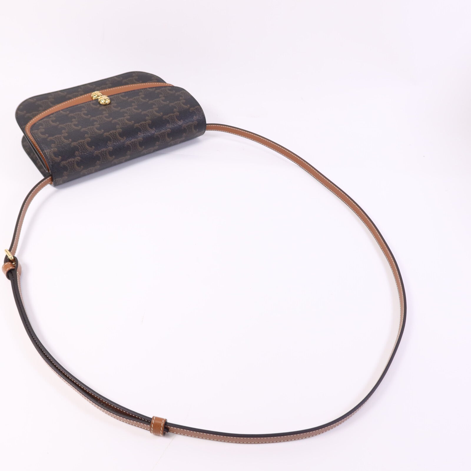 CELINE 塗層帆布Duo Wallet On Strap金扣肩背袋