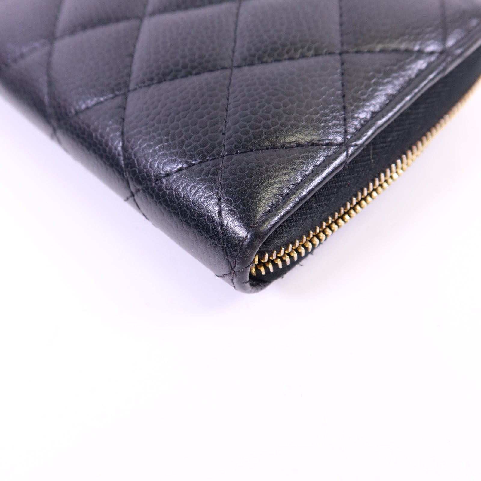 CHANEL 牛皮皮革Zipper Long Round Wallet金扣長錢包