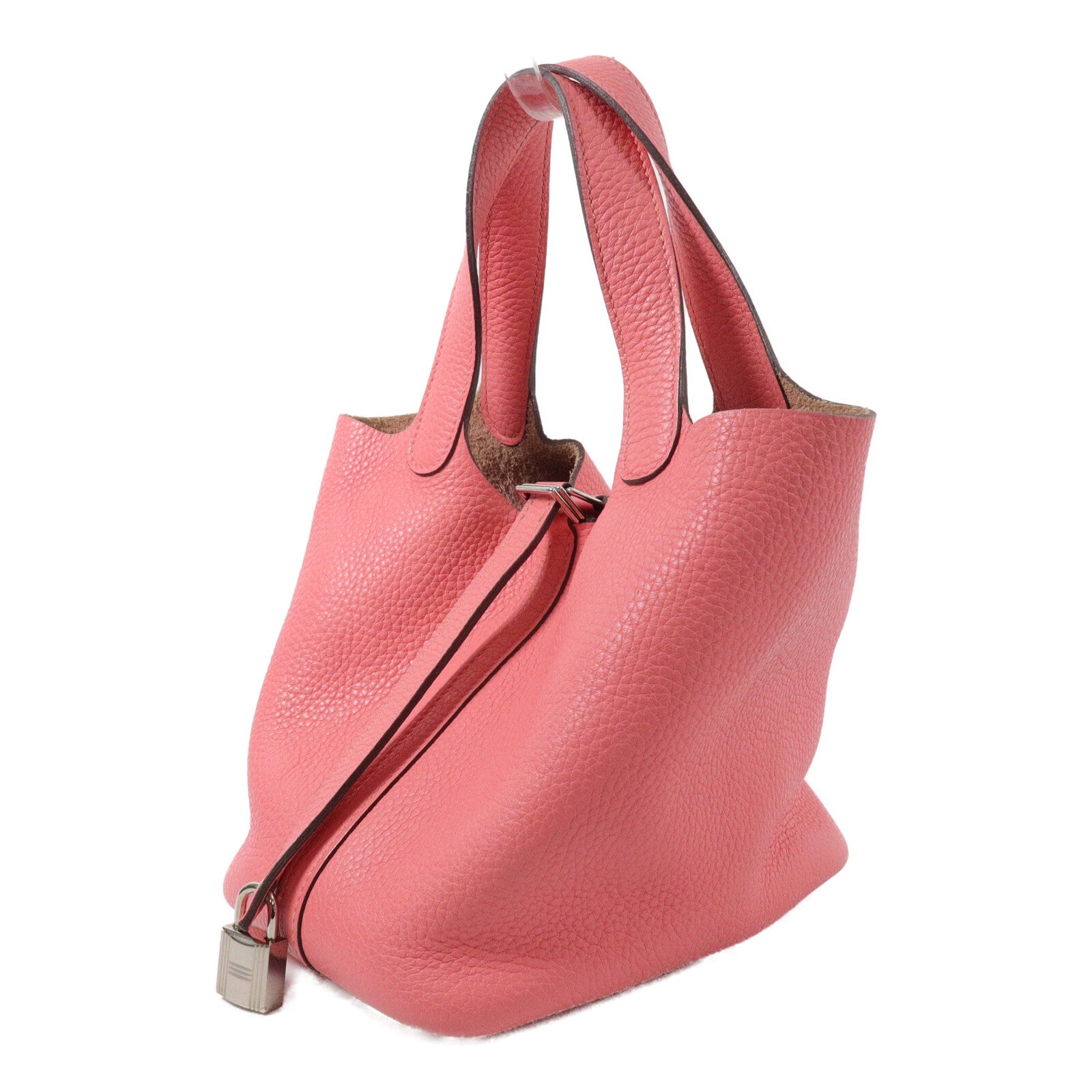 HERMES Clemence皮革Picotin PM手挽袋Rose Azalee