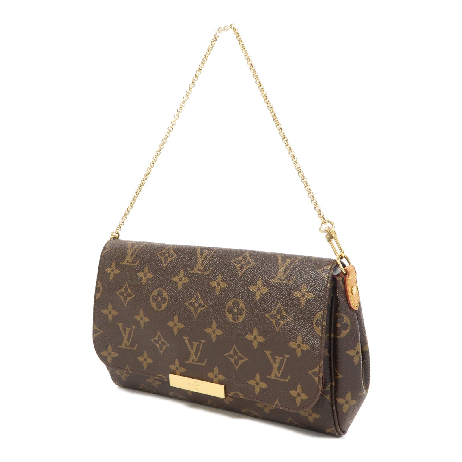 LOUIS VUITTON Monogram Favorite MM金扣鏈帶肩背袋啡色