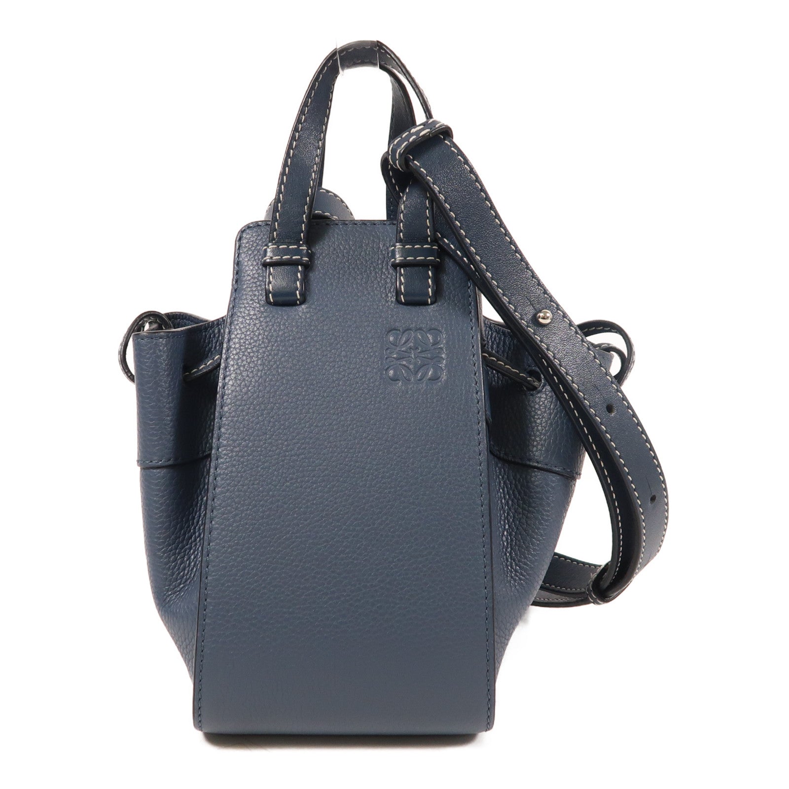 LOEWE 牛皮皮革Mini Hammock銀扣手挽肩背兩用袋