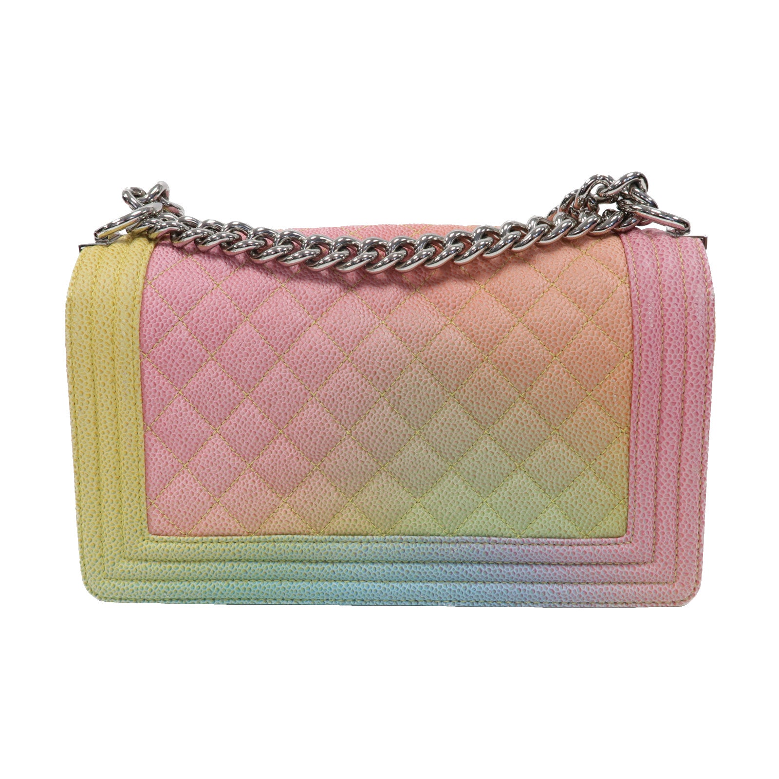 CHANEL 【激減優惠】菱格Caviar皮革Boy 25金扣鏈帶肩背袋彩色