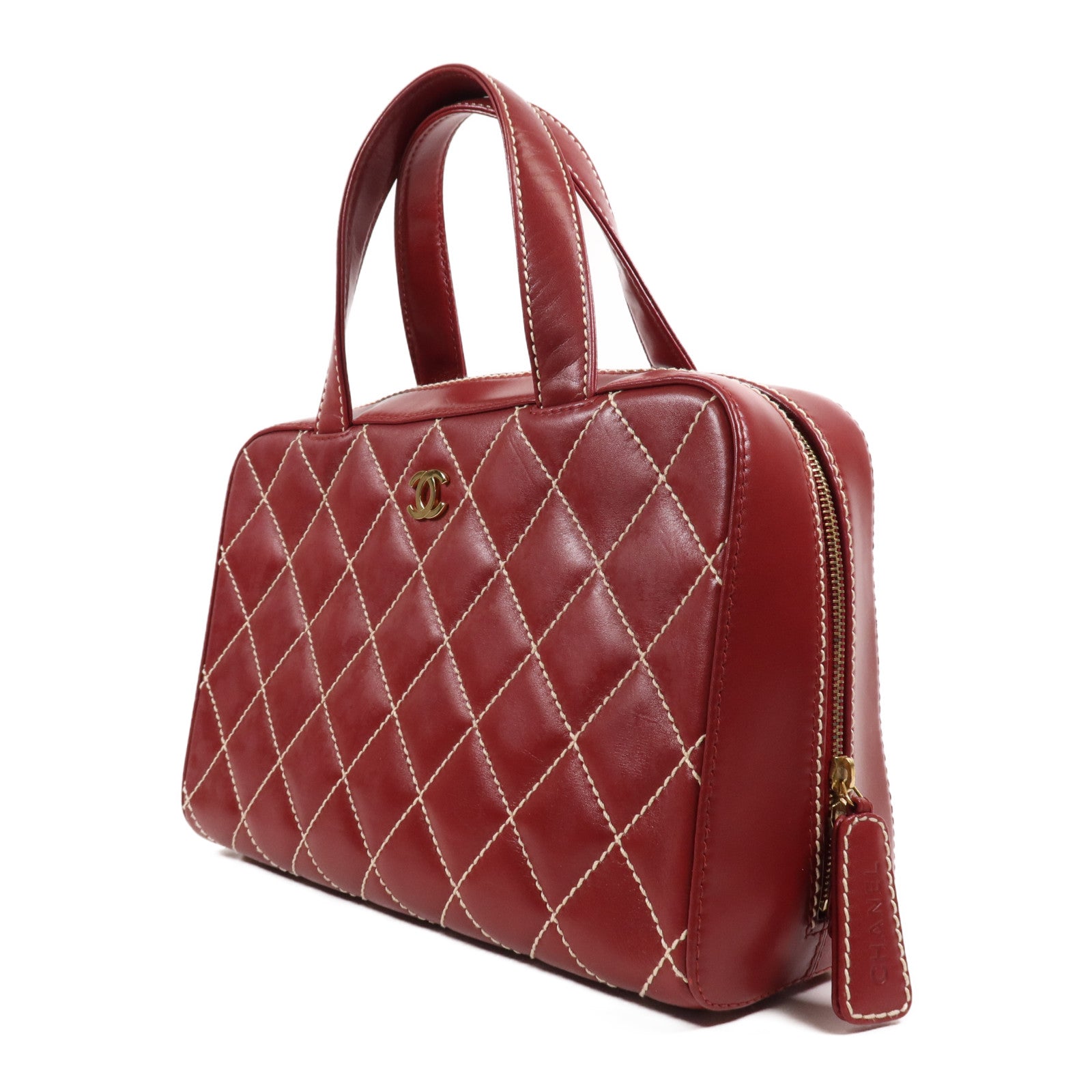 CHANEL 牛皮皮革Handbag金扣手挽袋