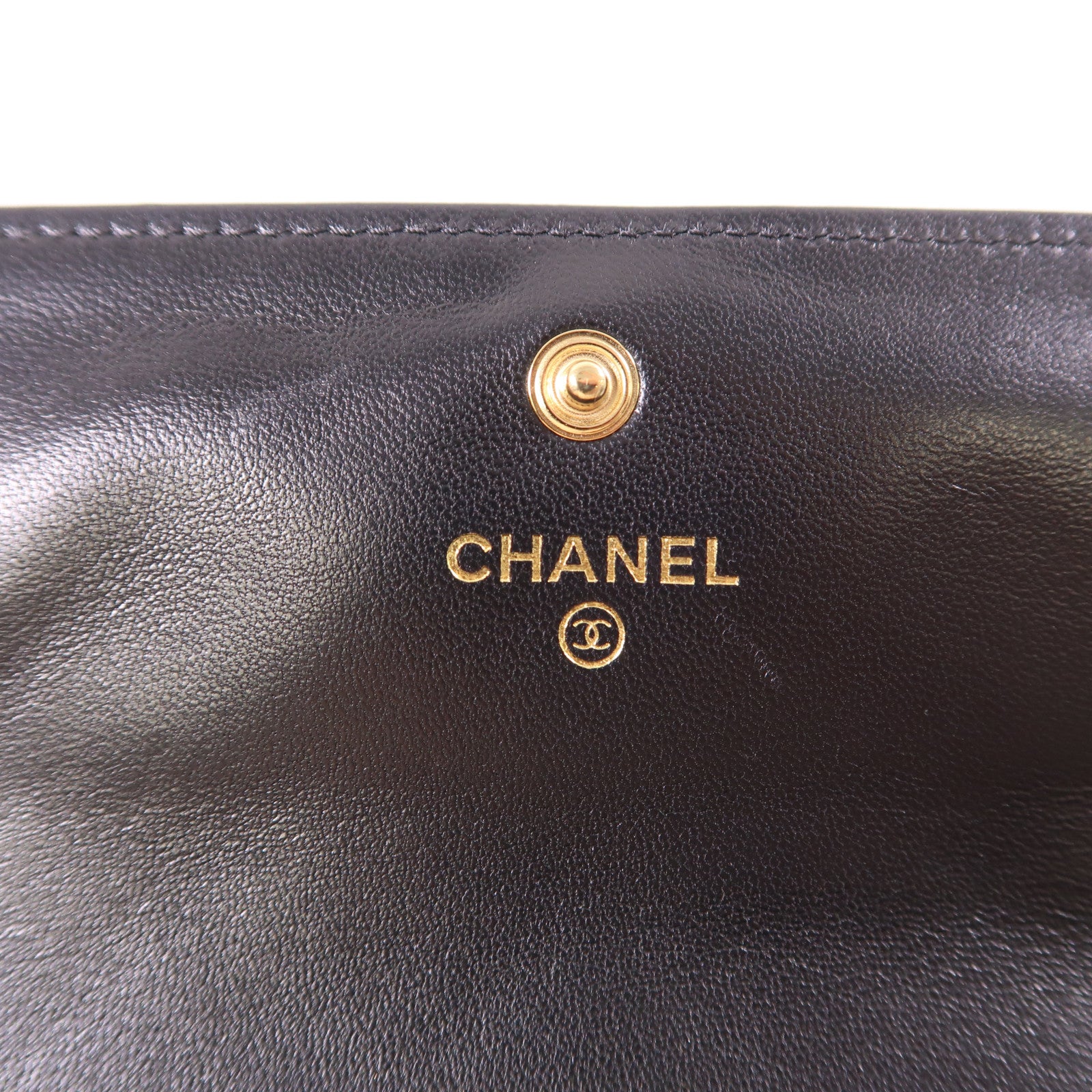 CHANEL 羊皮皮革Boy Long Wallet金扣長錢包