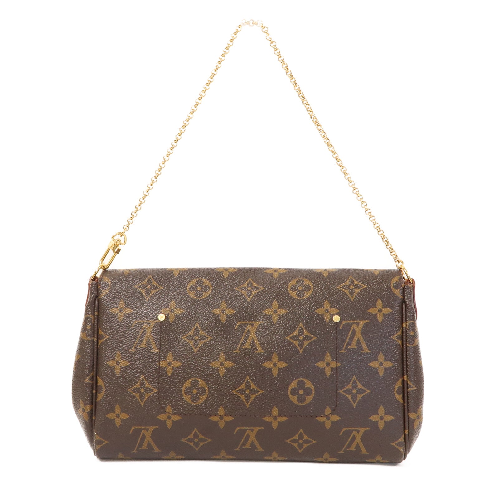 LOUIS VUITTON Monogram Favorite MM金扣鏈帶肩背袋啡色