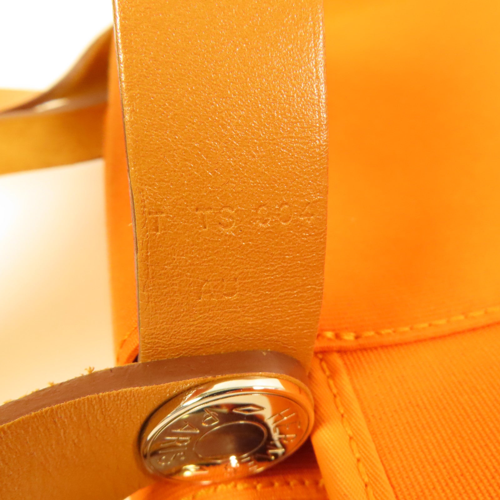 HERMES 帆布Cabag銀扣手挽肩背兩用袋Orange