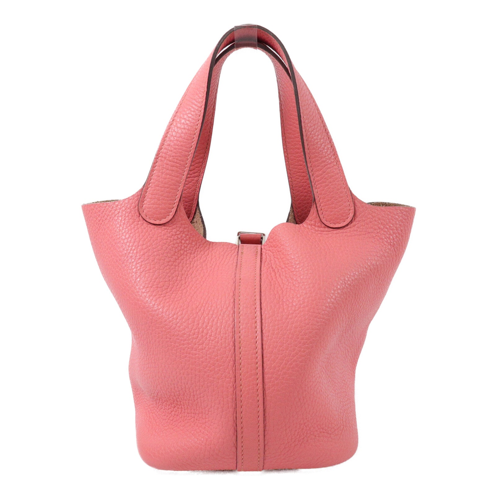 HERMES Clemence皮革Picotin PM手挽袋Rose Azalee