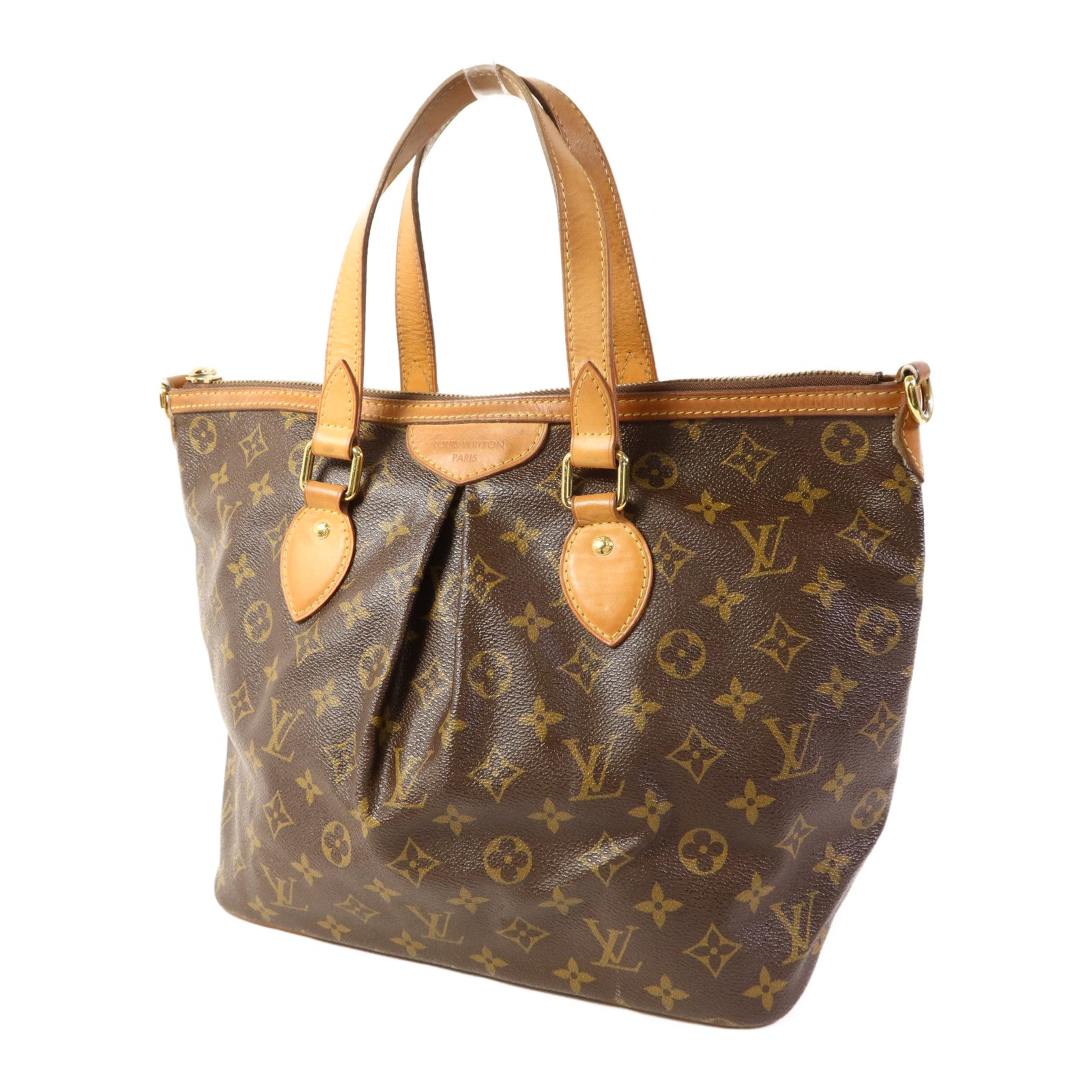 LOUIS VUITTON Monogram Palermo PM金扣手挽肩背兩用袋棕色