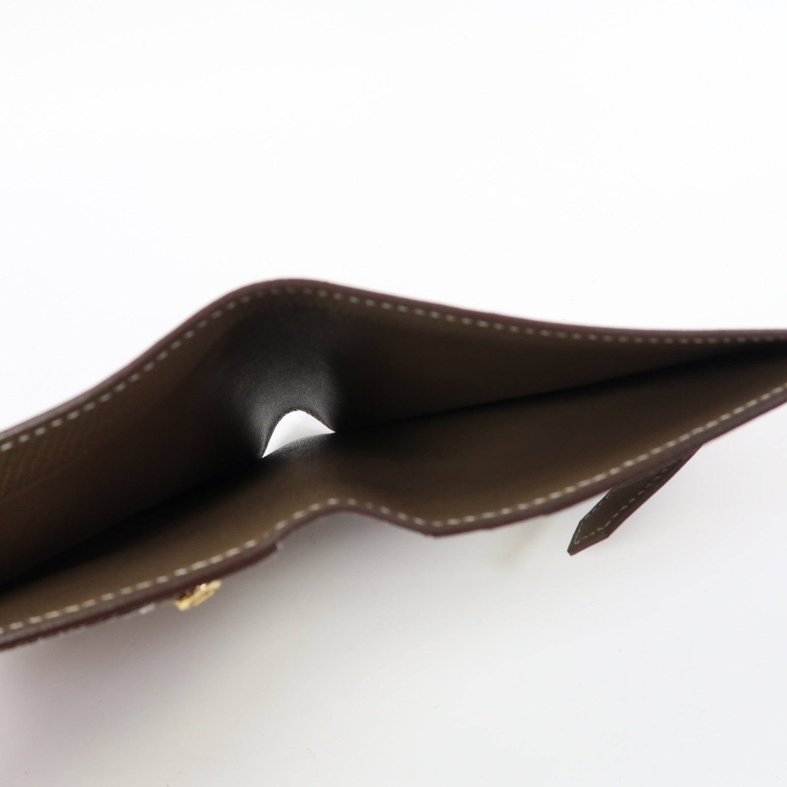 HERMES Epsom皮革Bearn Compact Wallet金扣錢包大象灰色