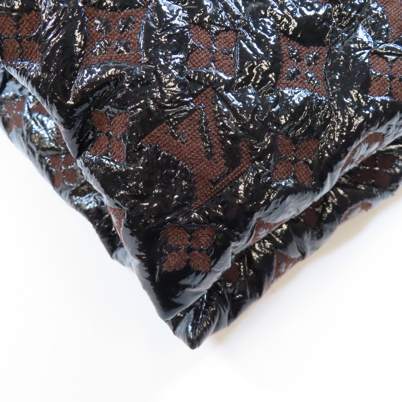 LOUIS VUITTON Monogram Envinil Squishy金扣肩背袋啡色/黑色