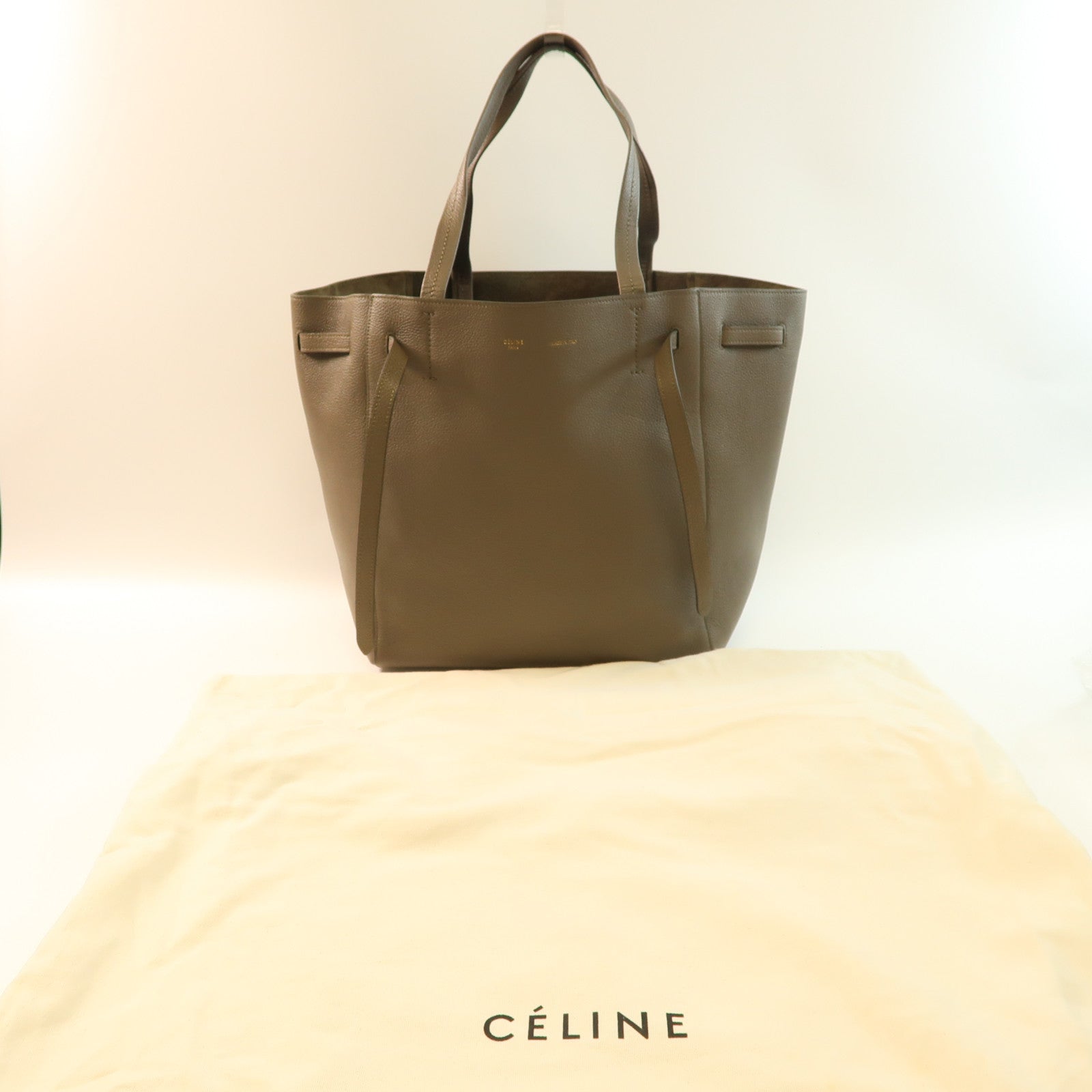 CELINE 牛皮皮革Tote Bag金扣手挽袋灰色