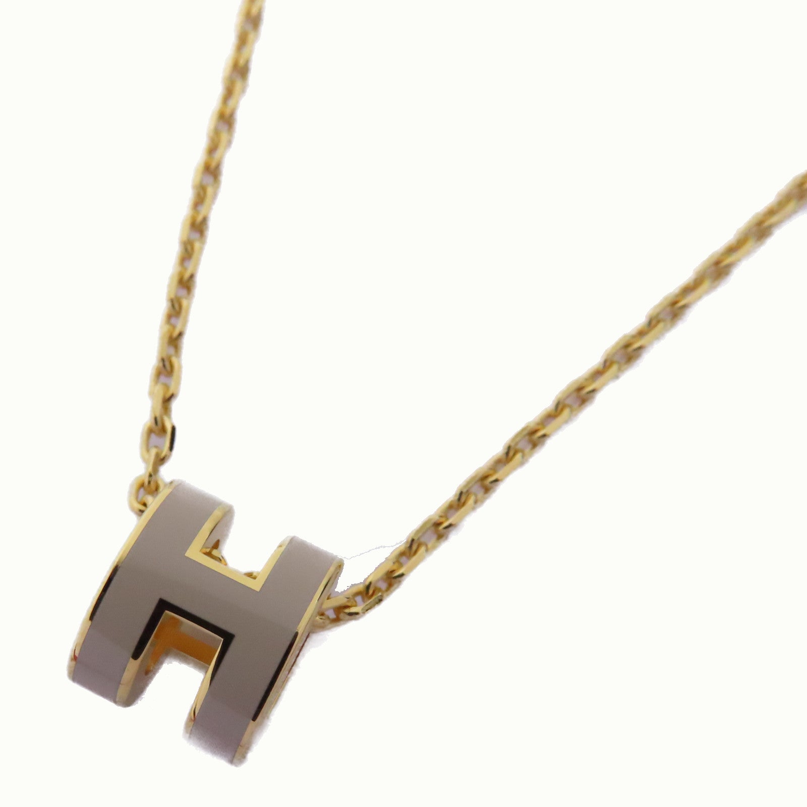 HERMES 金屬Mini Pop H Neckalce項鍊金色/白色