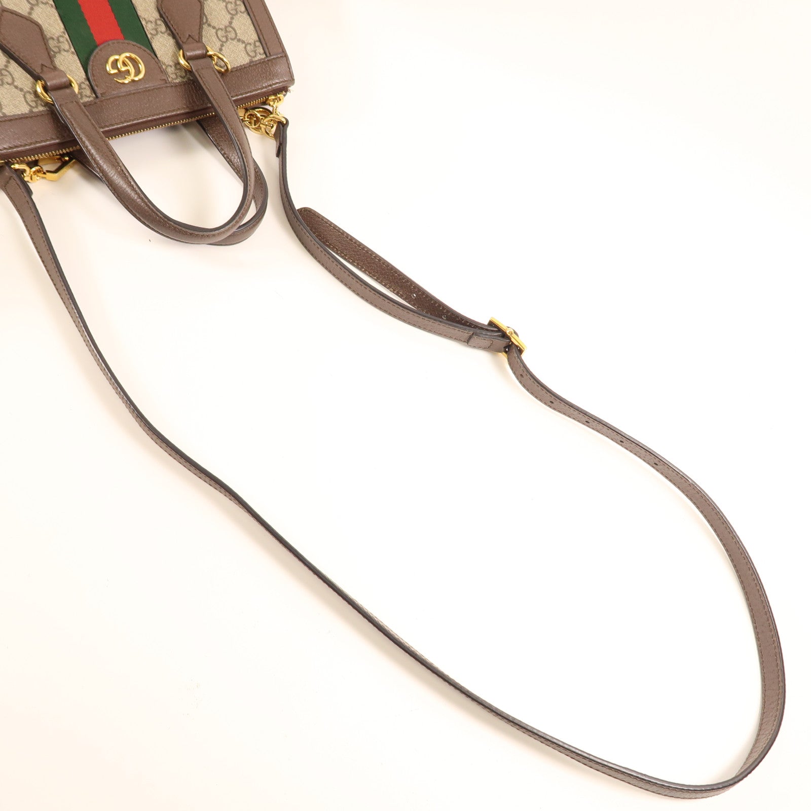 GUCCI GG GHW Ophidia Small Tote 2 Way Shoulder Bag 547551 Coated Canvas Brown