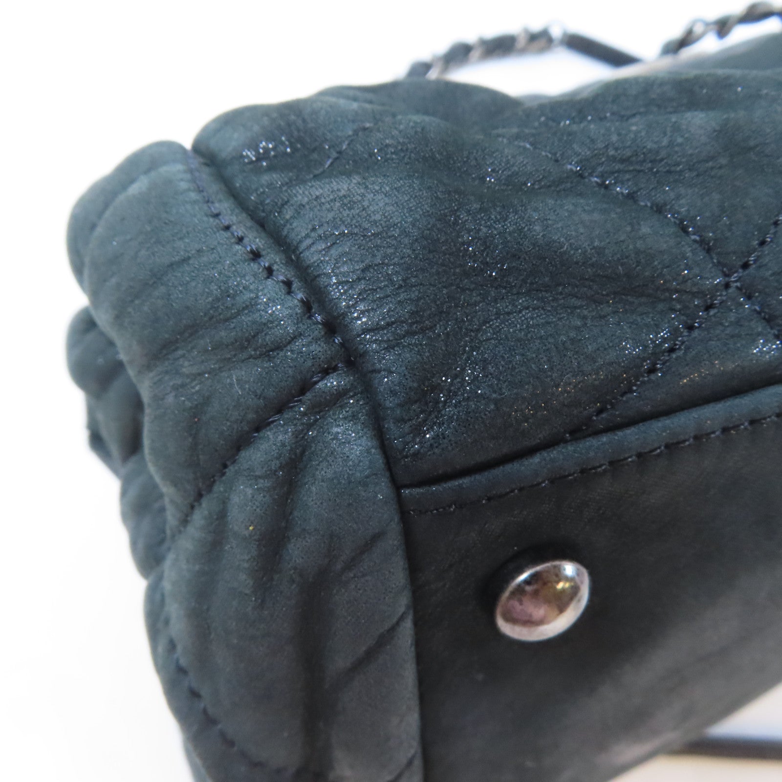 CHANEL 【激減優惠】菱格牛皮皮革Chain Shoulder Bag鏈帶肩背袋深綠色