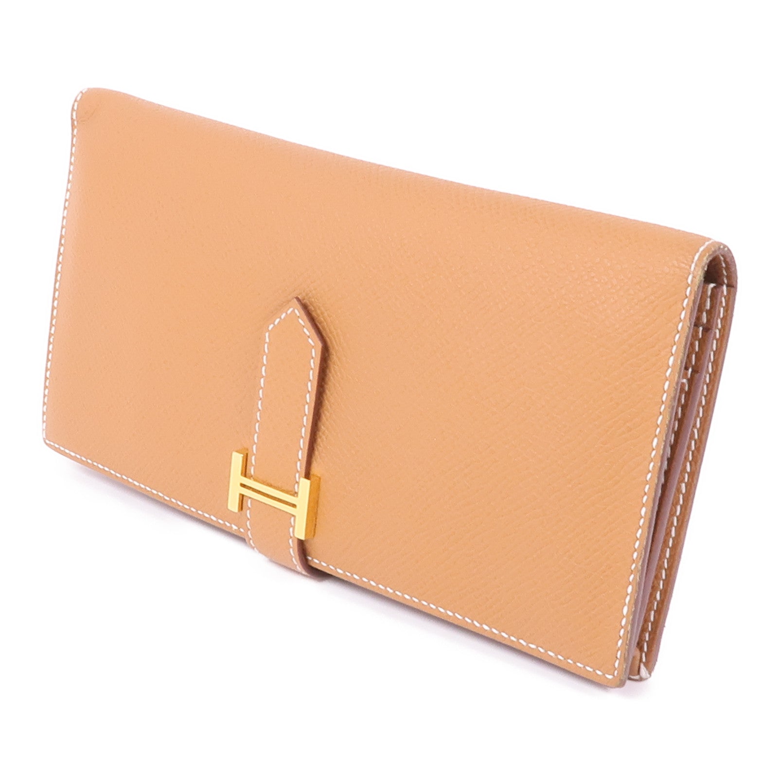 HERMES Epsom皮革Bearn Wallet金扣長錢包Gold