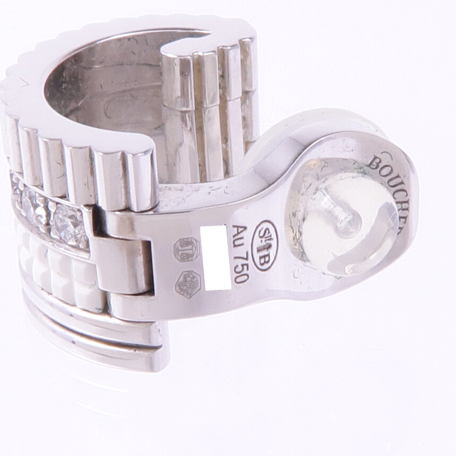 Boucheron 18K白金Single Clip Earring Quatre Double White鑽石耳環