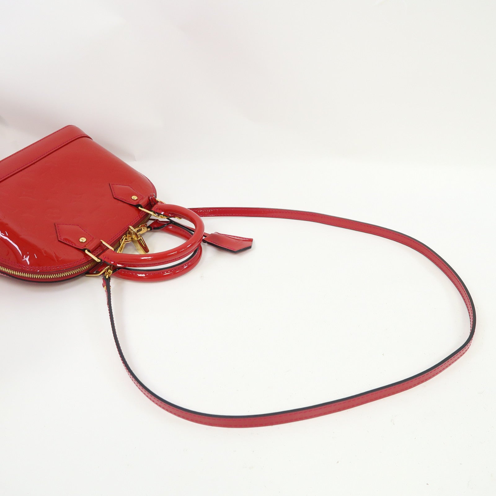 LOUIS VUITTON Vernis Alma BB金扣手挽肩背兩用袋紅色