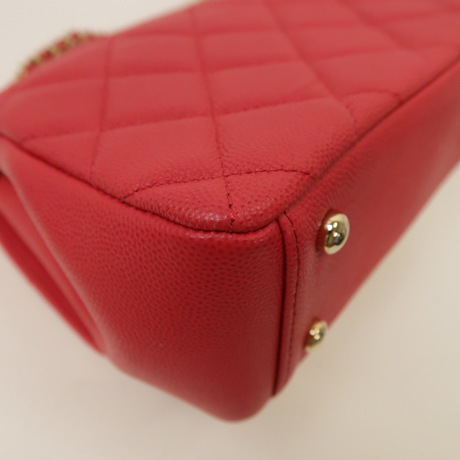 CHANEL 菱格Caviar皮革Business Affinity Shoulder Bag金扣手挽肩背兩用袋紅色