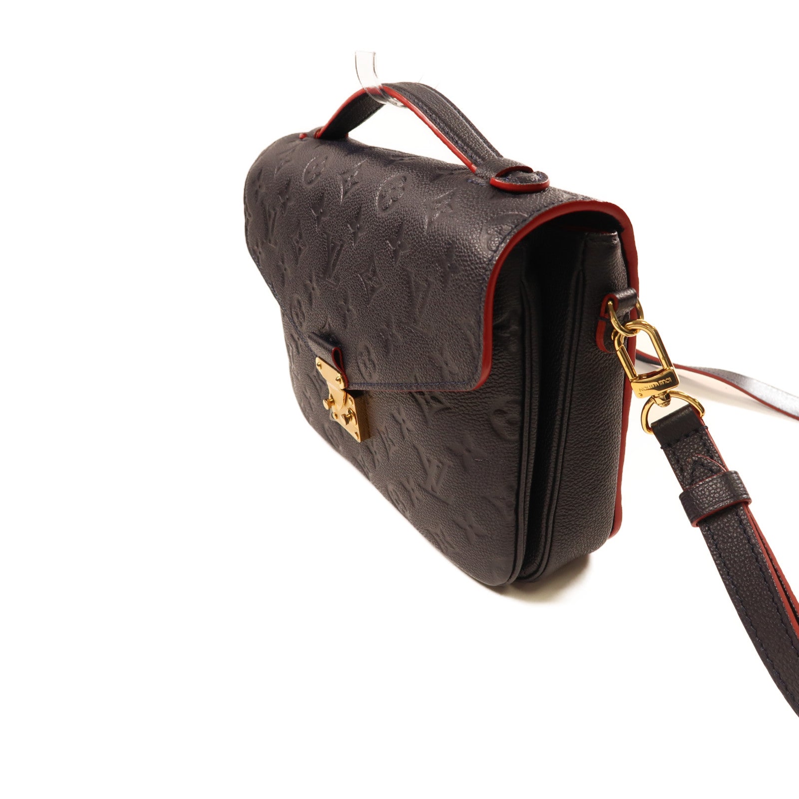 LOUIS VUITTON Monogram Empreinte Pochette Metis金扣手挽肩背兩用袋深藍色