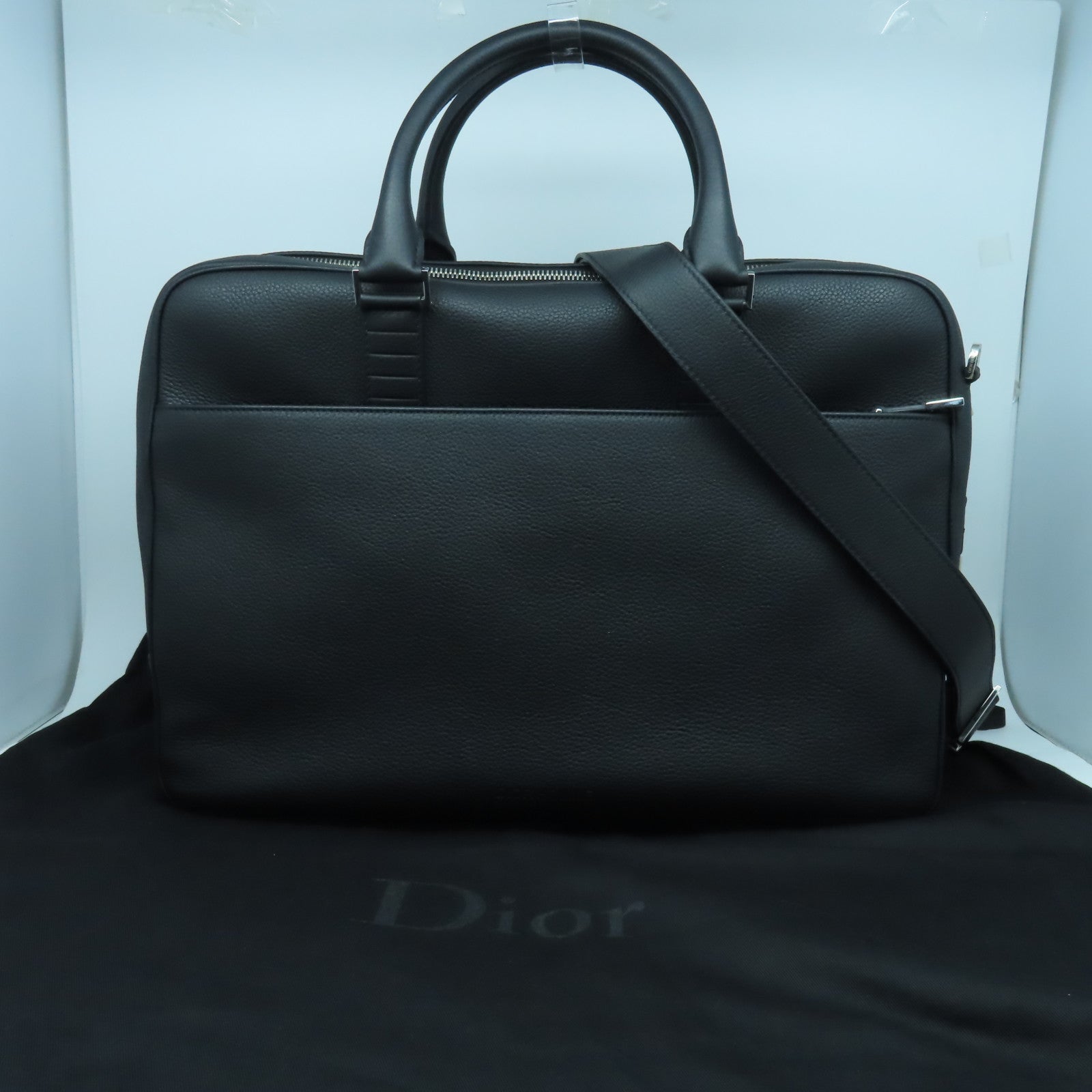 Dior 【清倉大減價】牛皮皮革Briefcase銀扣公事包黑色– Brand Off Hong - Main Image