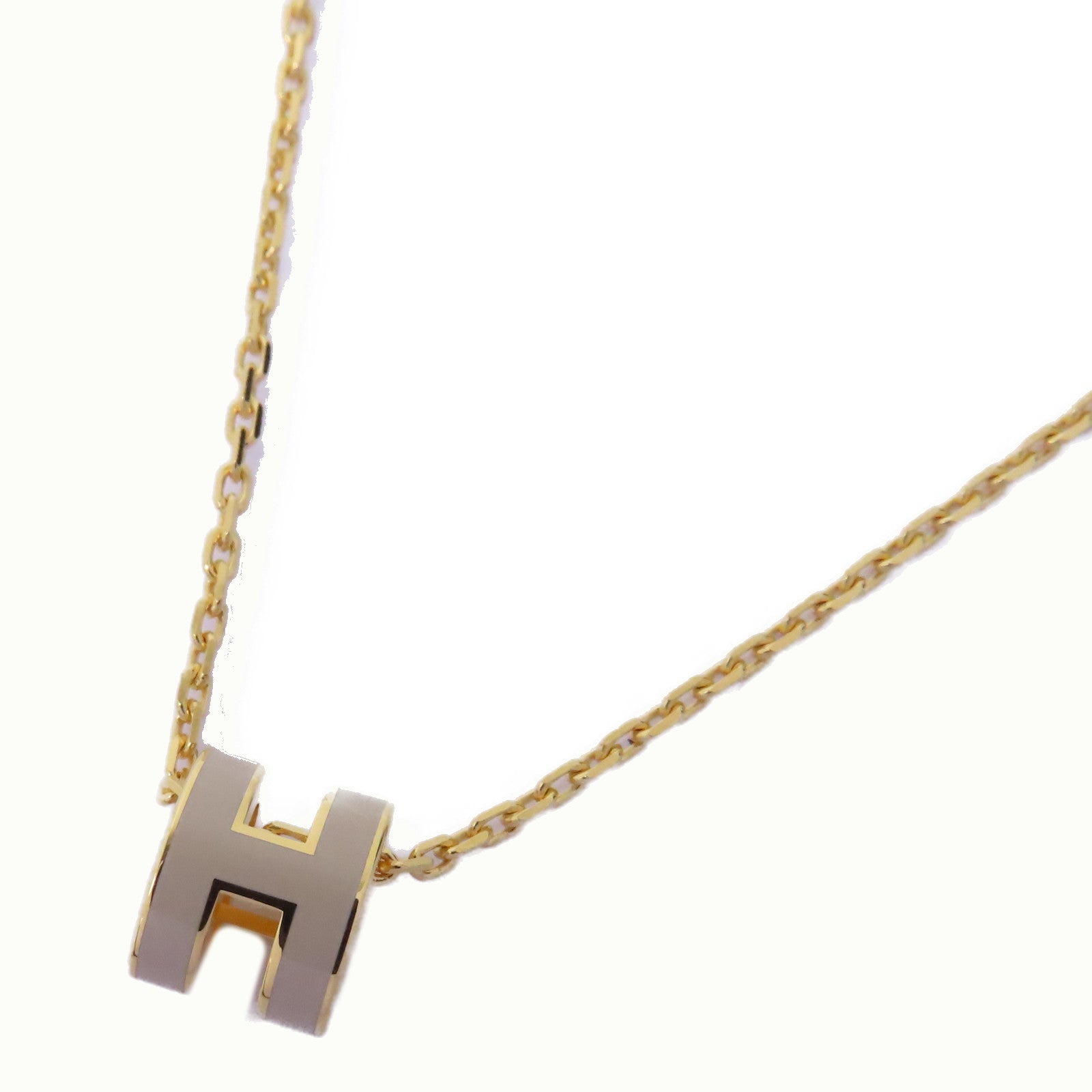 HERMES 金屬Mini Pop H Neckalce項鍊金色/白色