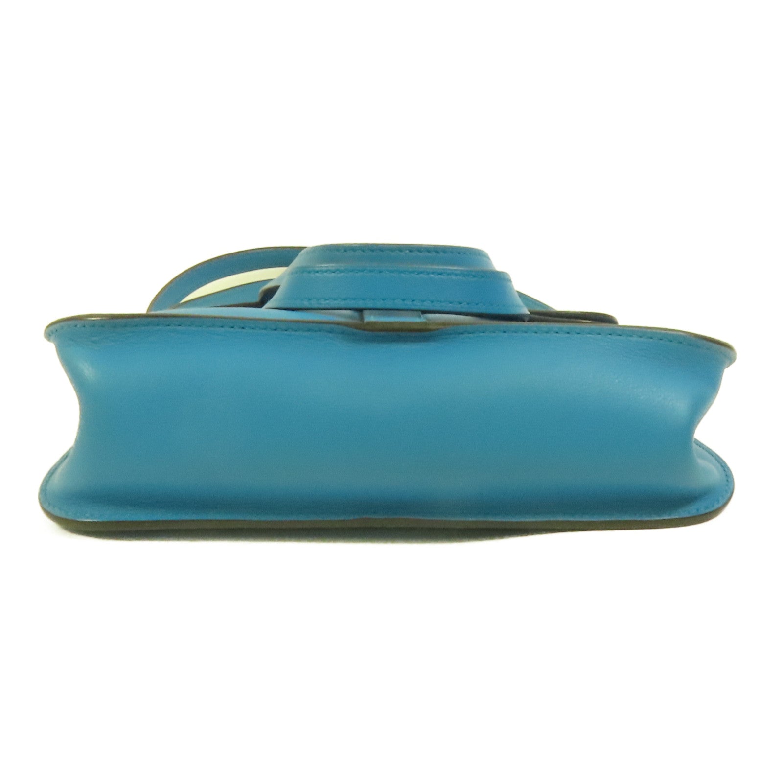 HERMES Swift皮革Mini Halzan銀扣手挽肩背兩用袋Bleu Zanzibar