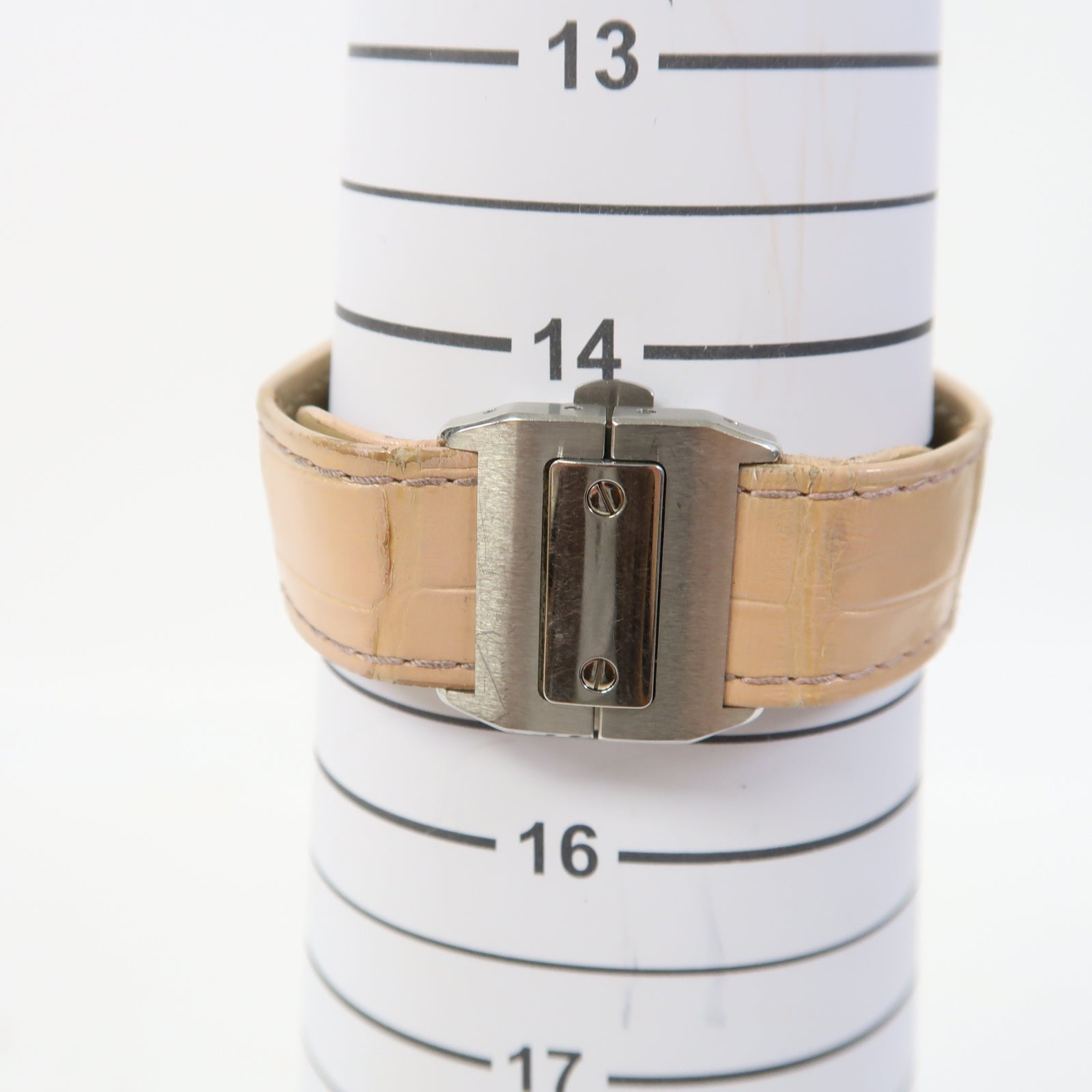 CARTIER Santos 100不鏽鋼/皮革手錶自動機芯白色