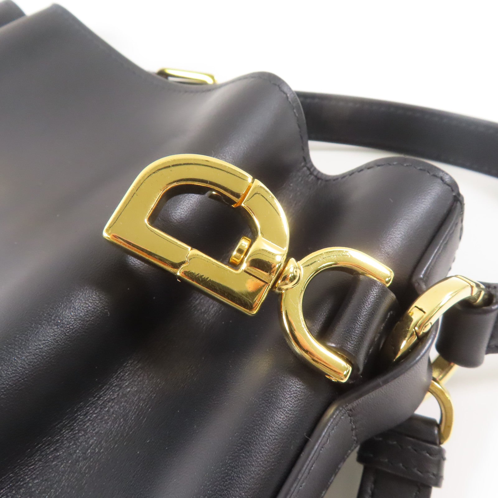 Dior 牛皮皮革C'est Dior Bag金扣手挽肩背兩用袋黑色