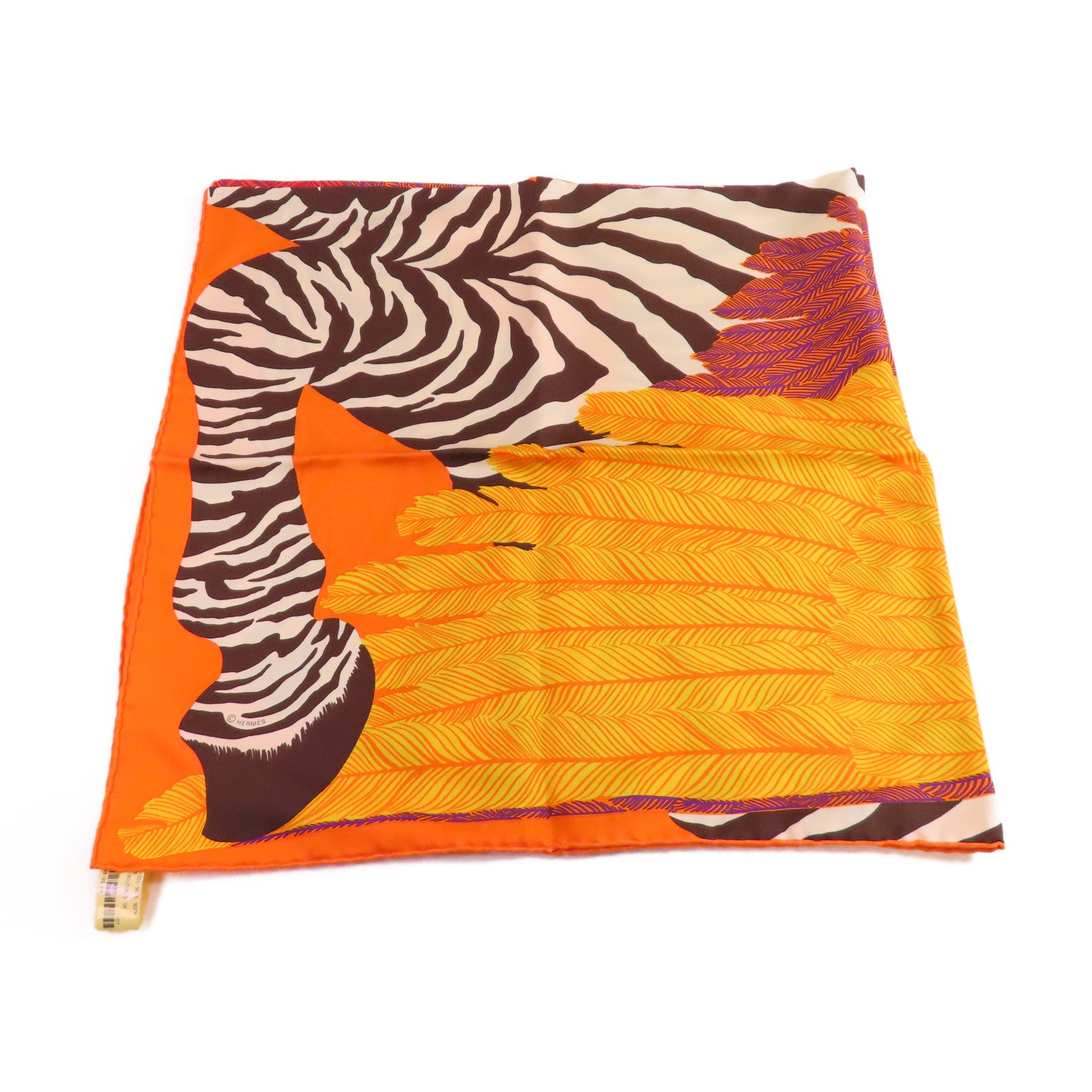 HERMES 絲質Scarf 90x90絲巾橙色/紅色/棕色/彩色