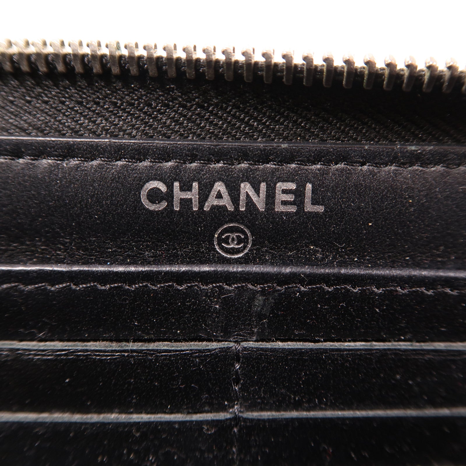 CHANEL 菱格Caviar皮革Zipper Long Wallet銀扣長錢包黑色