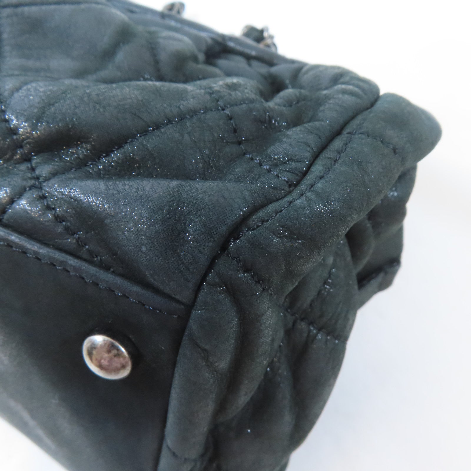 CHANEL 【激減優惠】菱格牛皮皮革Chain Shoulder Bag鏈帶肩背袋深綠色