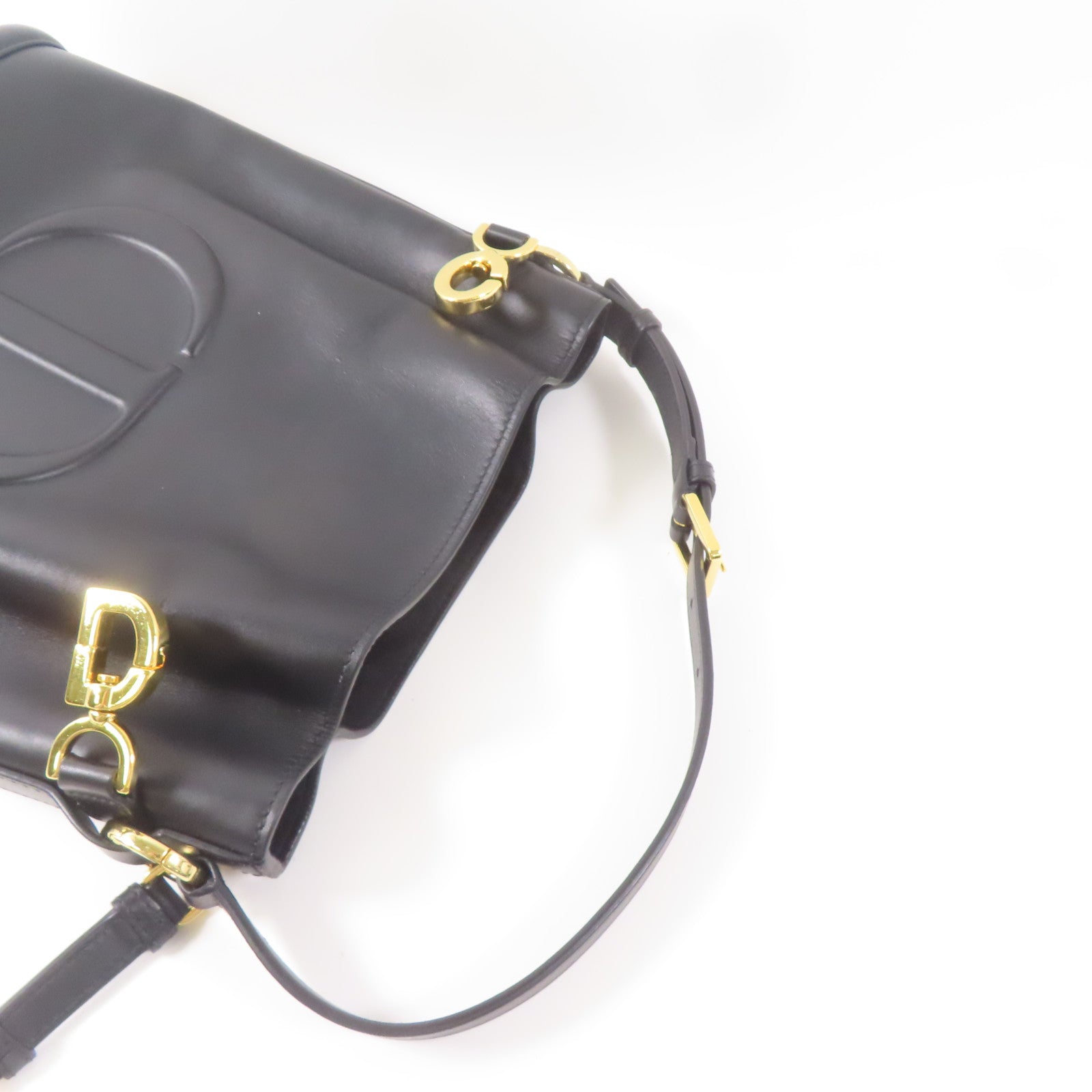 Dior 牛皮皮革C'est Dior Bag金扣手挽肩背兩用袋黑色