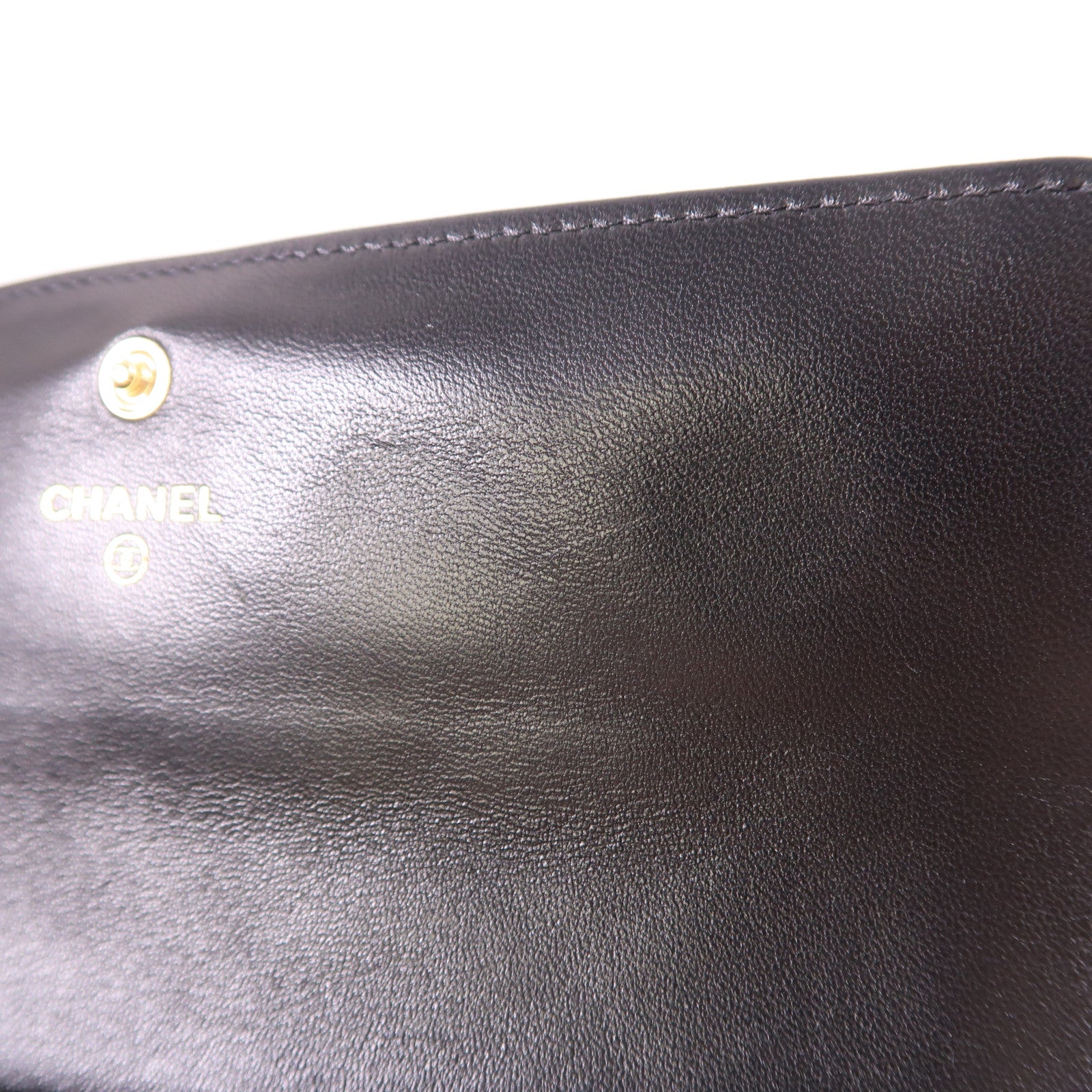 CHANEL 羊皮皮革Boy Long Wallet金扣長錢包