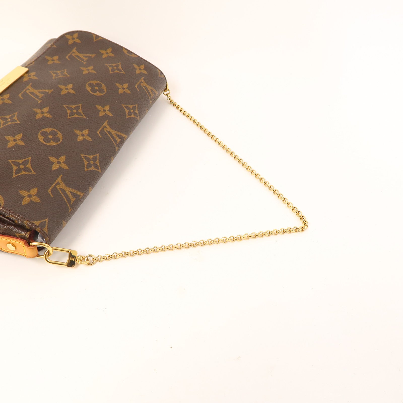 LOUIS VUITTON Monogram Favorite MM金扣鏈帶肩背袋啡色