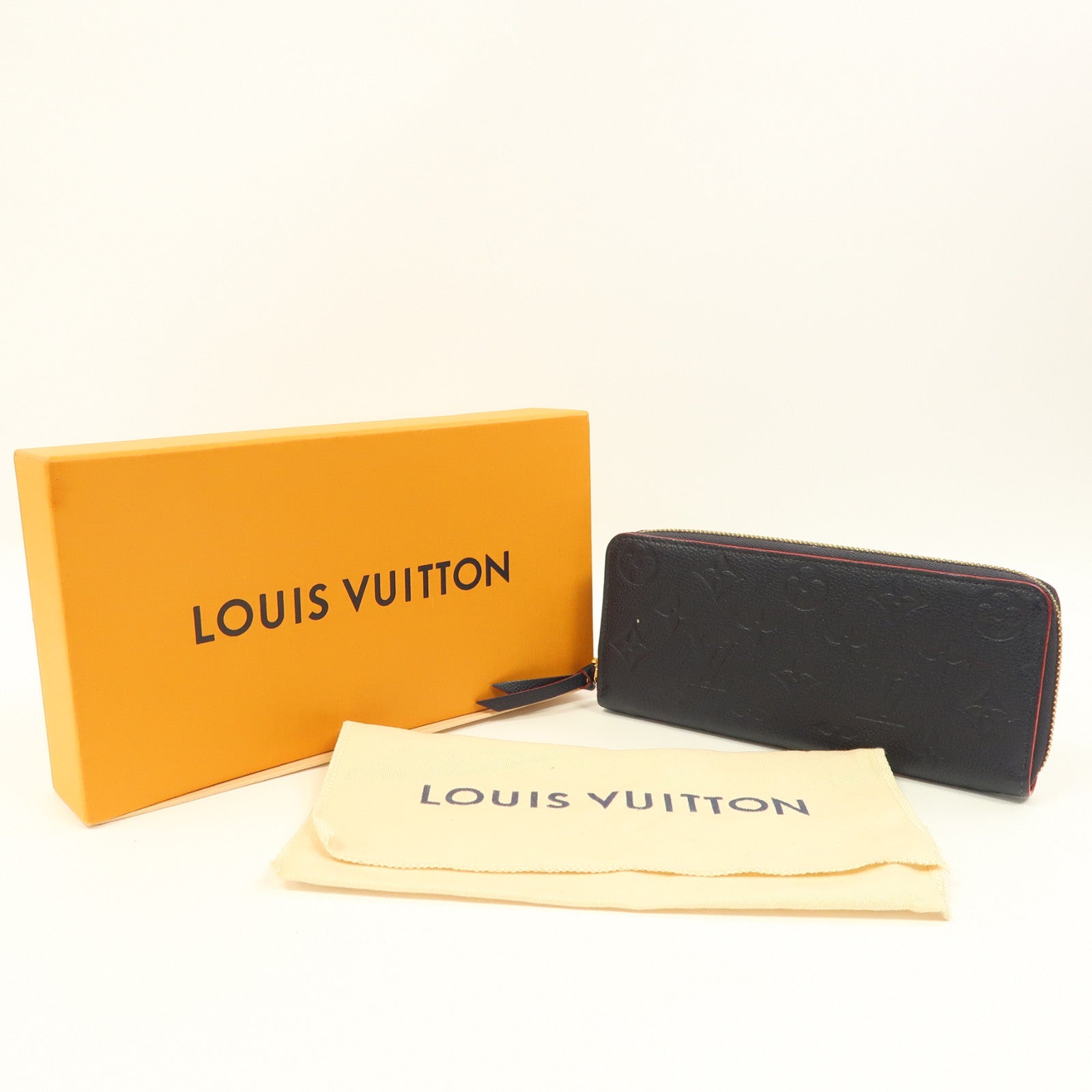 LOUIS VUITTON Monogram Empreinte Portefeuille Clemence金扣長錢包藍色
