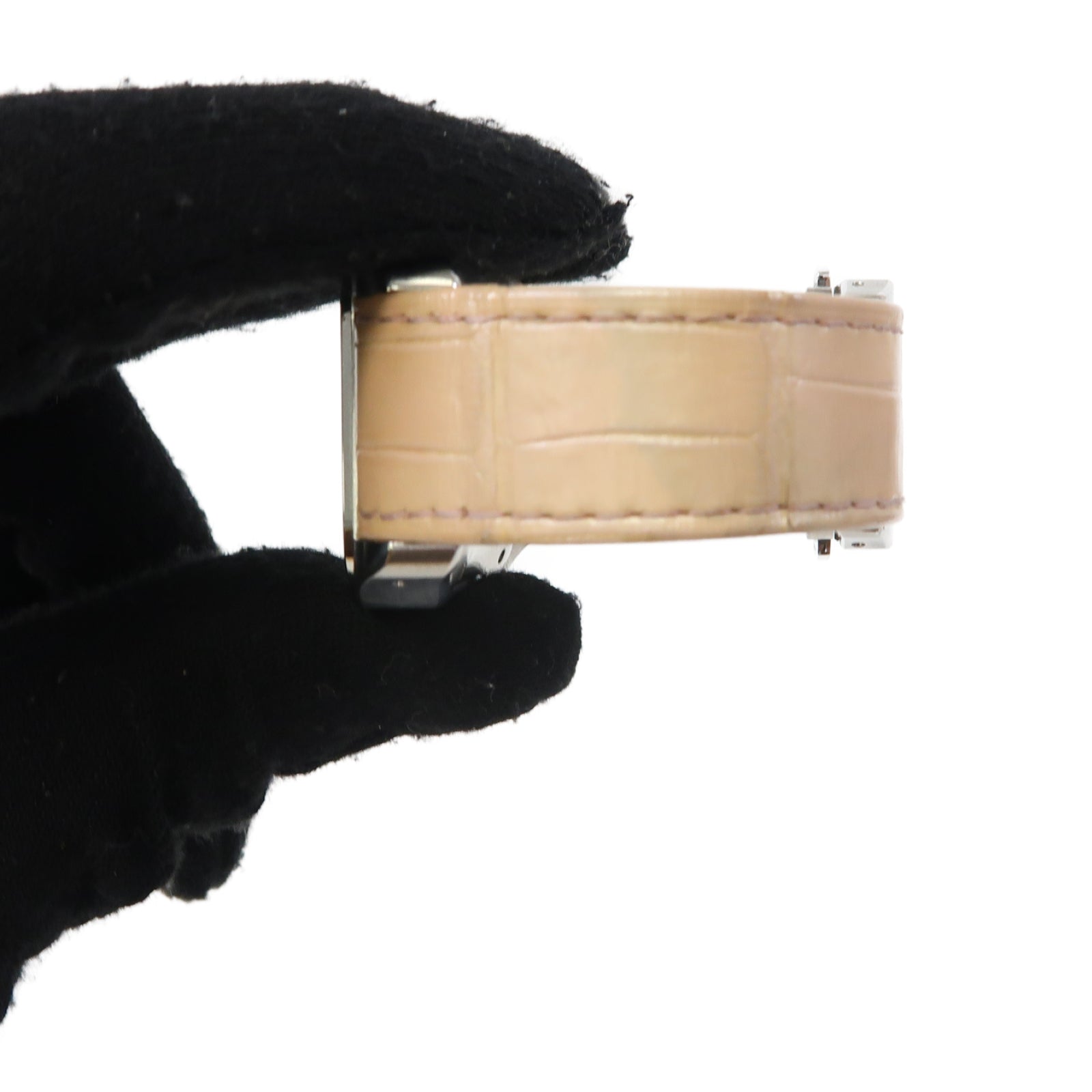 CARTIER Santos 100不鏽鋼/皮革手錶自動機芯白色