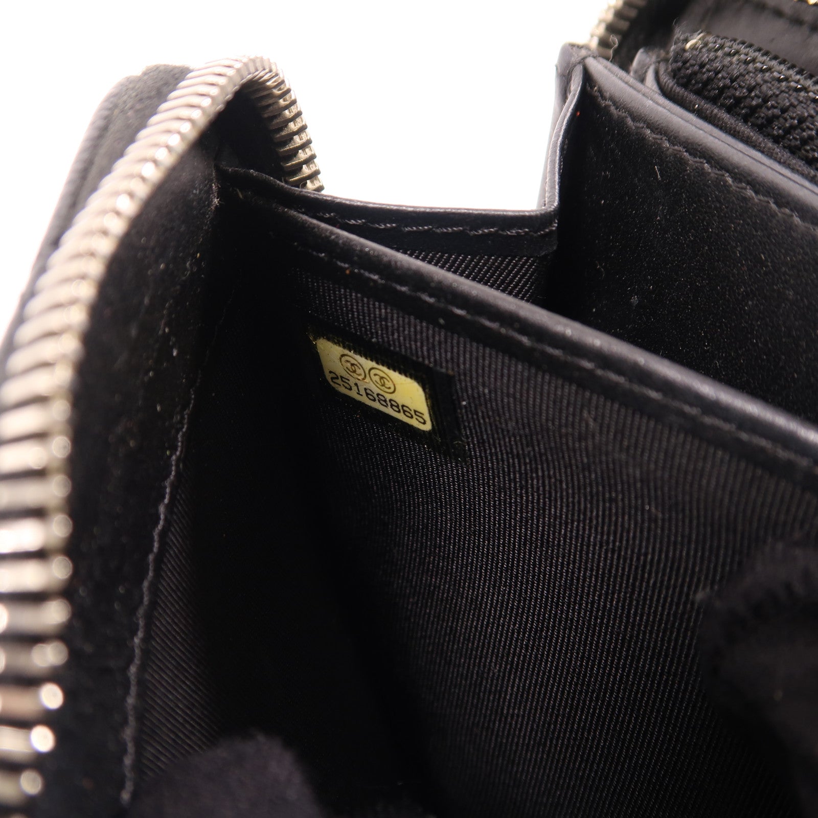 CHANEL 菱格Caviar皮革Zipper Long Wallet銀扣長錢包黑色