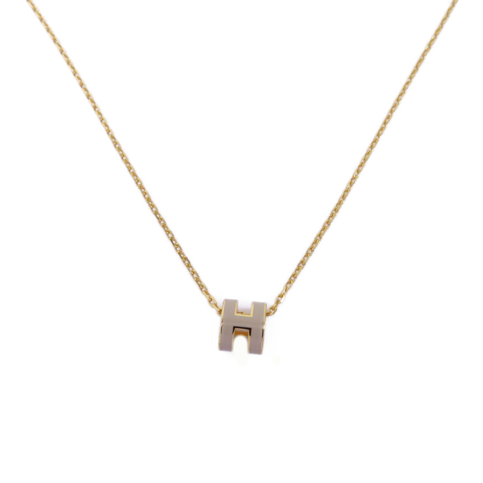 HERMES 金屬Mini Pop H Neckalce項鍊金色/白色