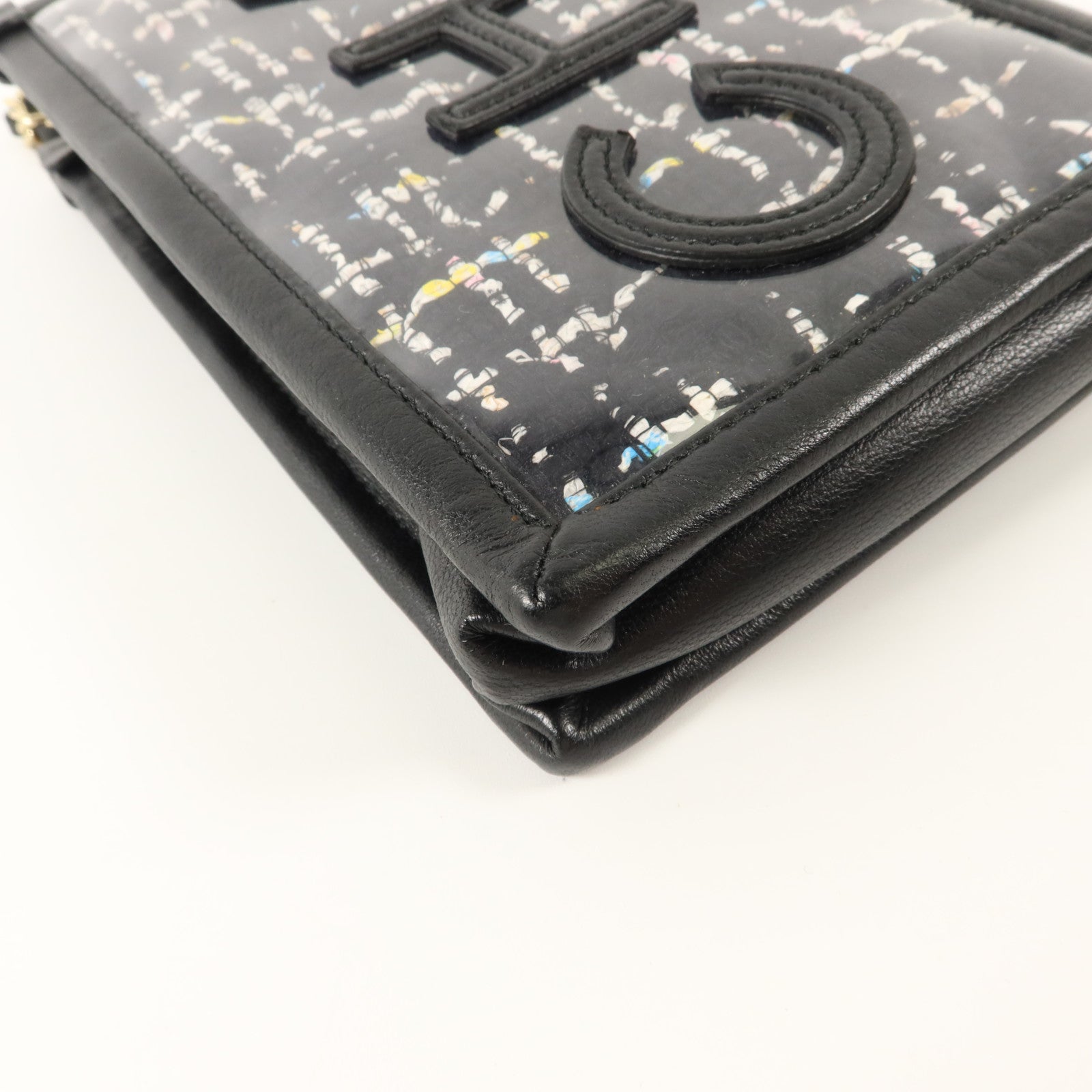 CHANEL PVC/斜紋軟呢Phone Pouch With Chain鏈帶電話肩背袋
