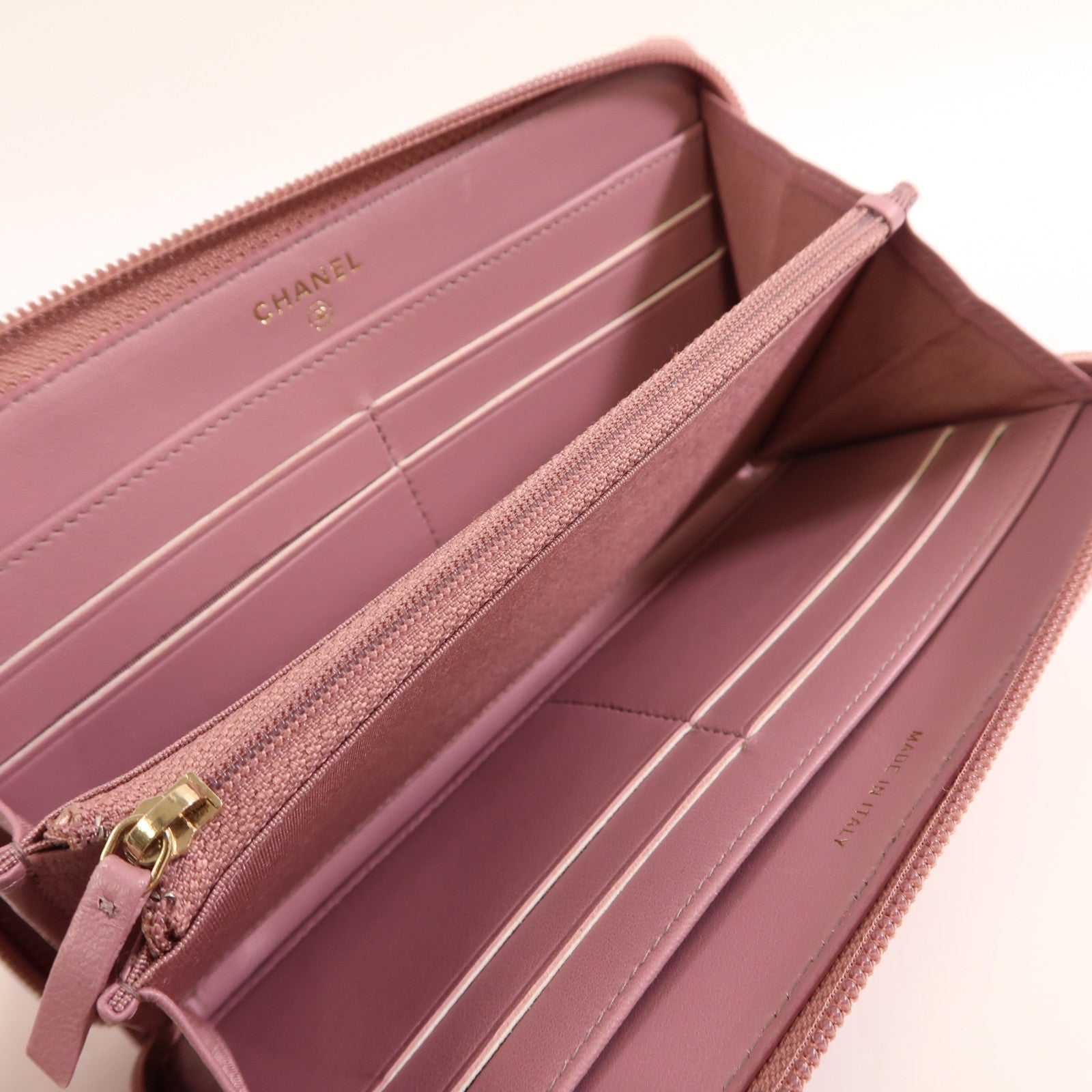 CHANEL CC GHW Boy Long Wallet Lambskin Leather