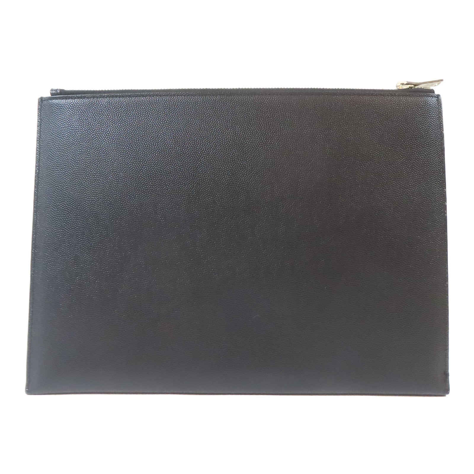SAINT LAURENT 皮革Clutch Bag銀扣手拿包黑色