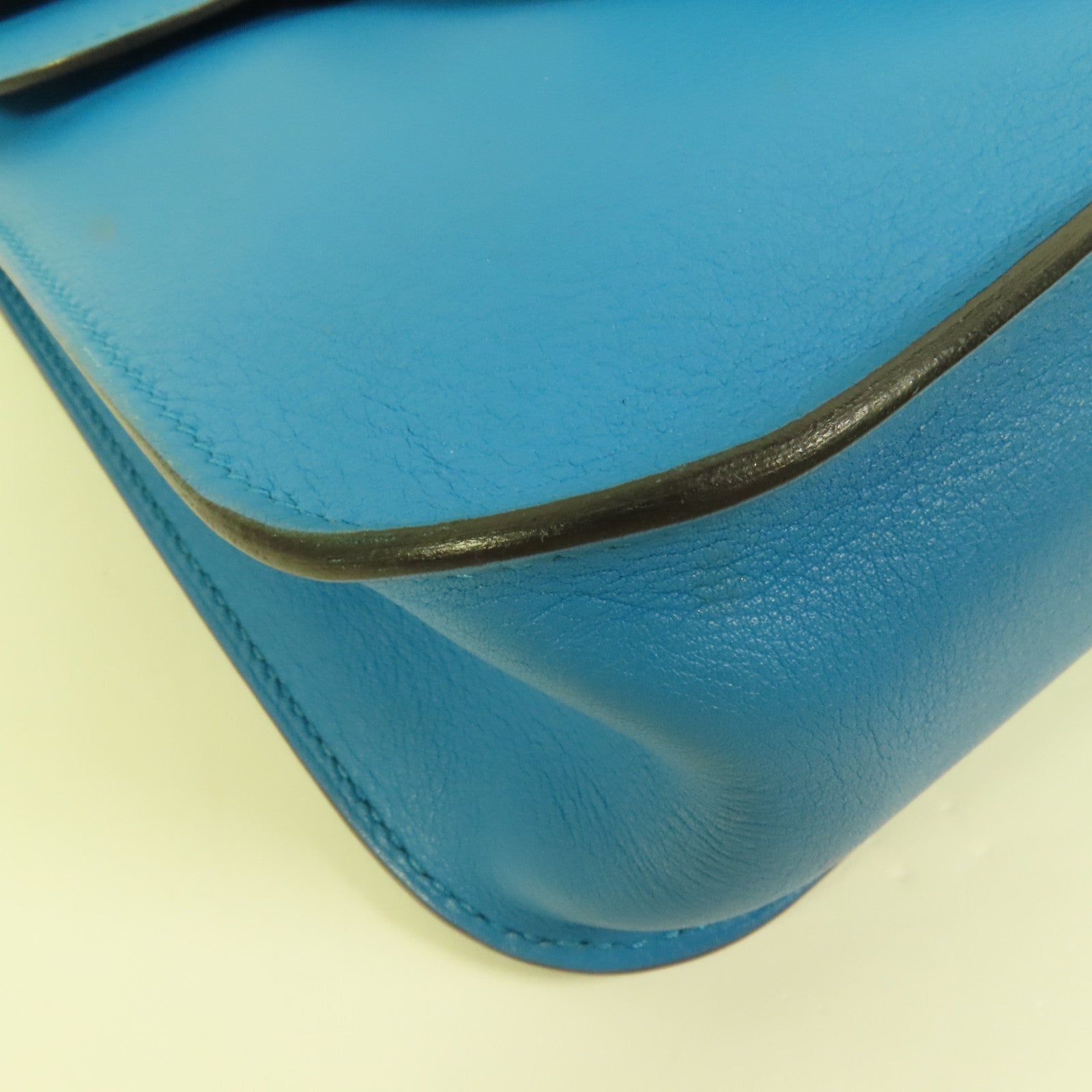 HERMES Swift皮革Mini Halzan銀扣手挽肩背兩用袋Bleu Zanzibar