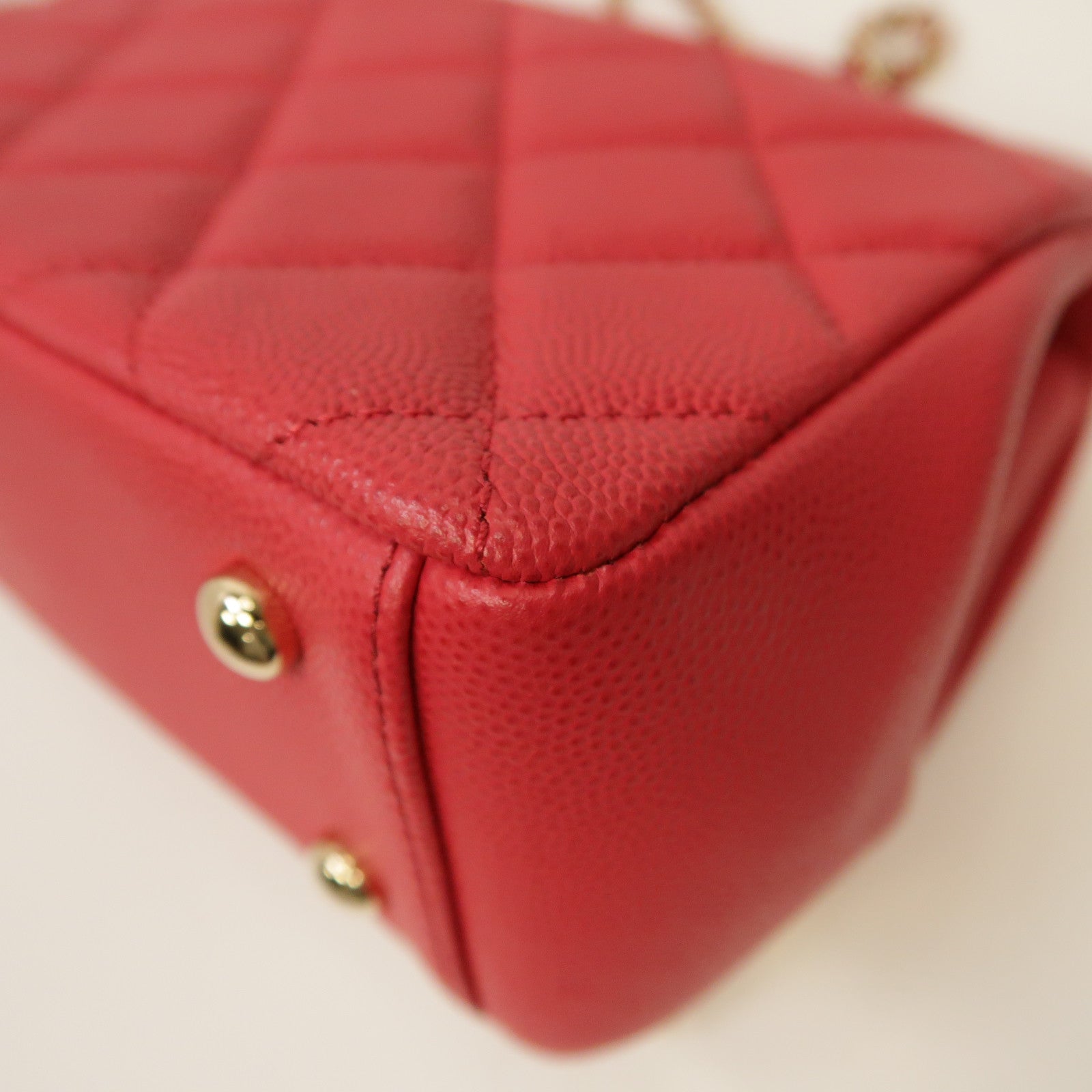 CHANEL 菱格Caviar皮革Business Affinity Shoulder Bag金扣手挽肩背兩用袋紅色