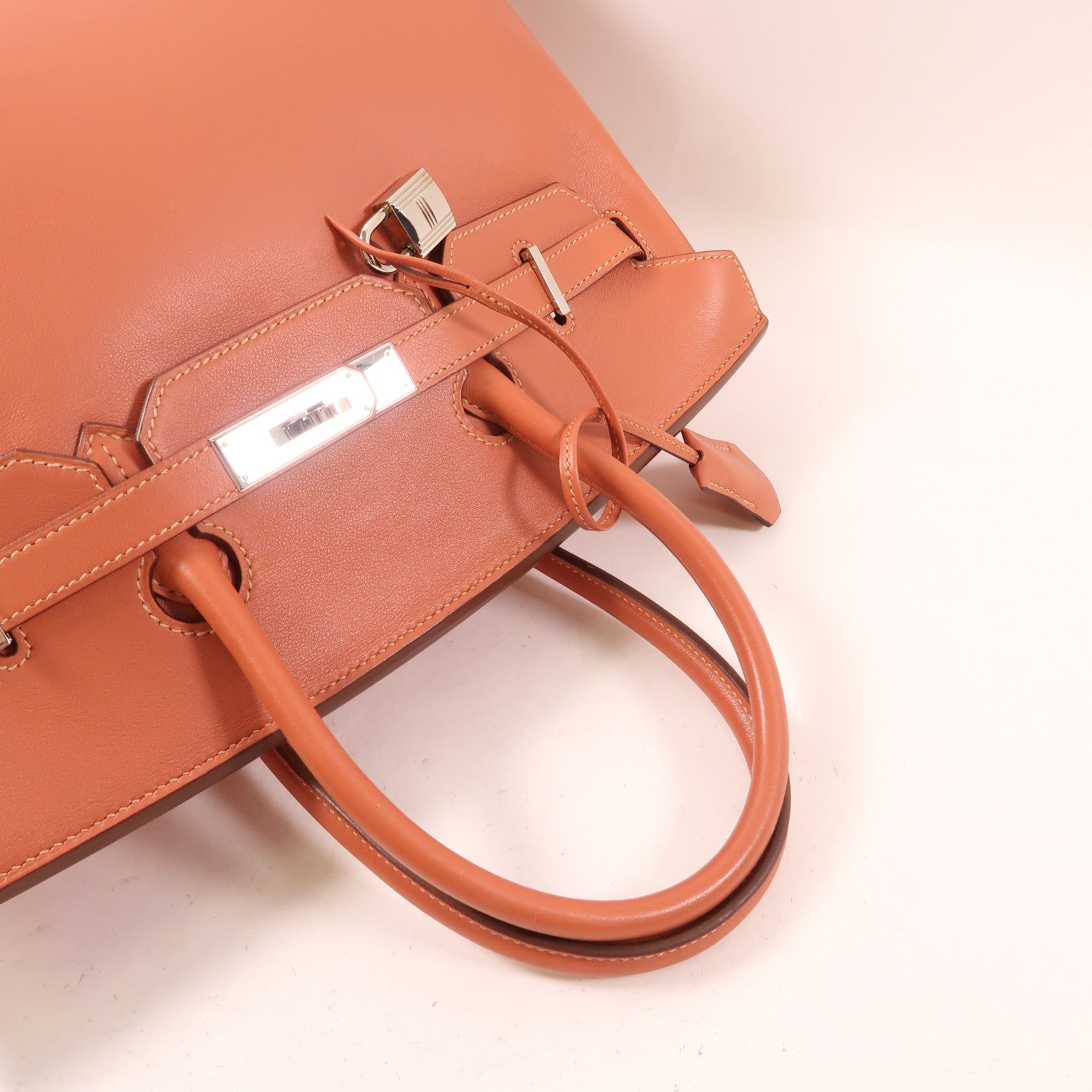 HERMES Swift皮革Birkin 35銀扣手挽袋Rose Tea粉紅色