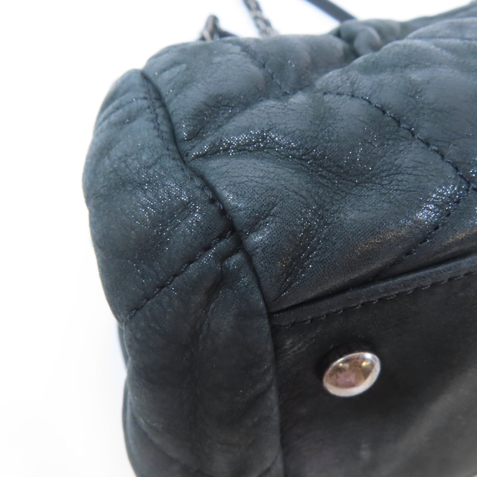 CHANEL 【激減優惠】菱格牛皮皮革Chain Shoulder Bag鏈帶肩背袋深綠色