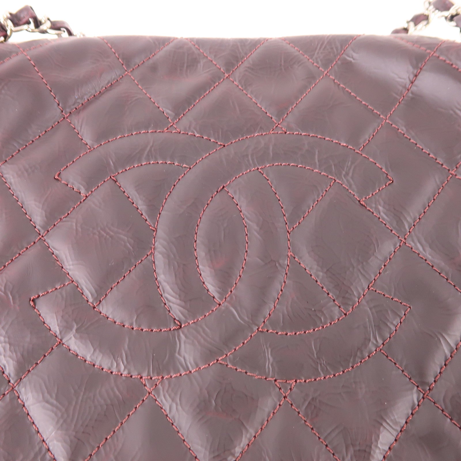 CHANEL 牛皮皮革Shoulder Bag銀扣鏈帶肩背袋