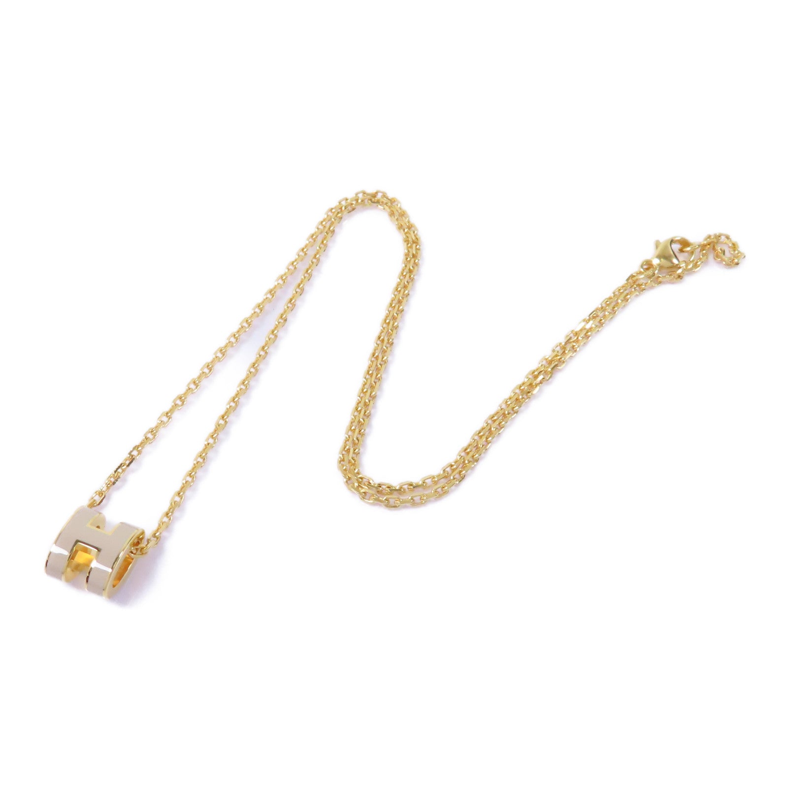 HERMES 金屬Mini Pop H Neckalce項鍊金色/白色