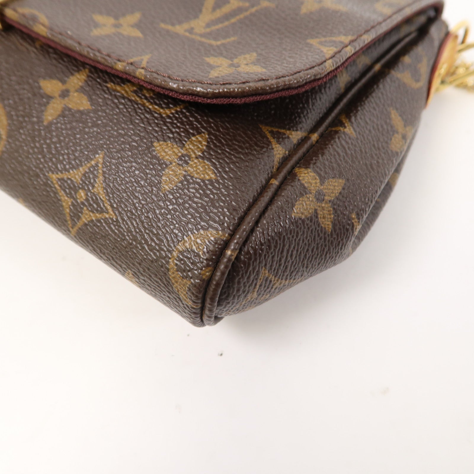 LOUIS VUITTON Monogram Favorite MM金扣鏈帶肩背袋啡色