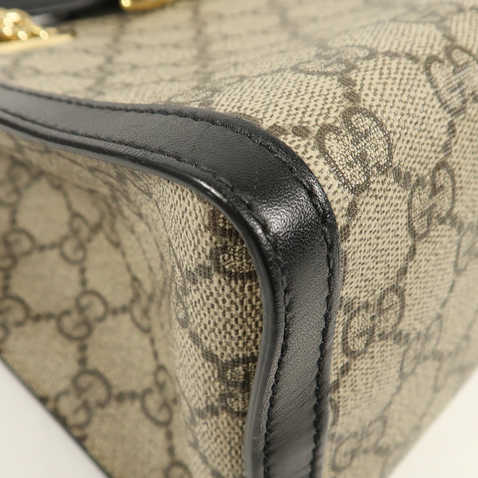 GUCCI GG GHW Padlock GG Small Shoulder Bag 498156 Coated Canvas Brown/Black